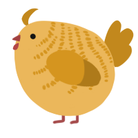 A honey and ochre chicken with a half-bar pattern