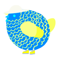 A sapphire and lemon chicken with a lace pattern