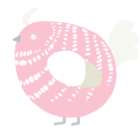 A rose and white chicken with a bar pattern