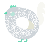 A mist and white chicken with a double-lace pattern