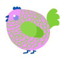 A lavender and grass chicken with a lace pattern