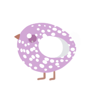 A orchid and mist chicken with a speckle pattern