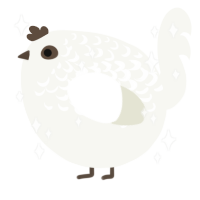 A white chicken with a half-lace pattern