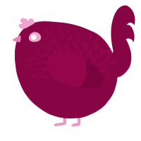 A maroon chicken with a half-lace pattern
