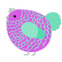 A orchid and mint chicken with a lace pattern