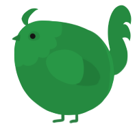 A viridian chicken with a head pattern