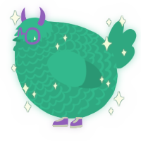 A turquoise chicken with a lace pattern