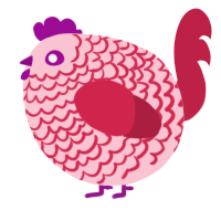 A rose and crimson chicken with a lace pattern