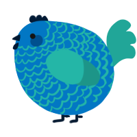 A sapphire and turquoise chicken with a lace pattern