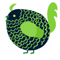 A tumblr and grass chicken with a lace pattern