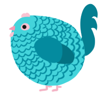 A aqua and sea chicken with a lace pattern