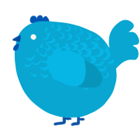 A cerulean chicken with a half-lace pattern
