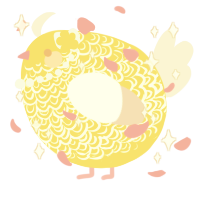 A yellow and cream chicken with a double-lace pattern
