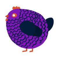 A violet and tumblr chicken with a lace pattern