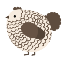 A cream and bark chicken with a lace pattern