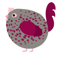 A ash and maroon chicken with a speckle pattern