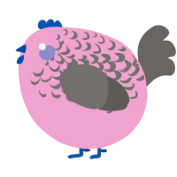 A pink and grey chicken with a half-lace pattern