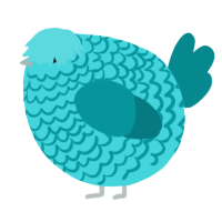 A aqua and teal chicken with a lace pattern