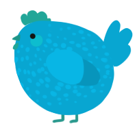 A cerulean chicken with a speckle pattern