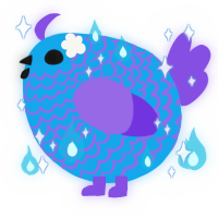 A sky and blurple chicken with a lace pattern