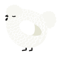 A white chicken with a lace pattern