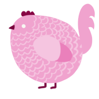 A pink chicken with a lace pattern
