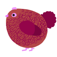 A red and maroon chicken with a double-lace pattern