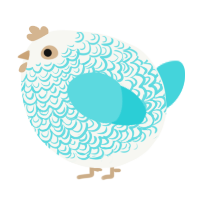 A white and aqua chicken with a double-lace pattern