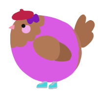A orchid and brown chicken with a head pattern