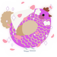 A orchid and beige chicken with a lace pattern