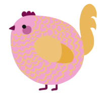 A pink and honey chicken with a lace pattern