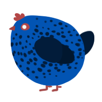 A ultramarine and tumblr chicken with a speckle pattern