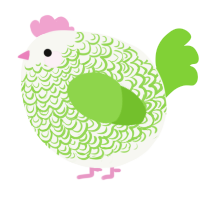 A white and grass chicken with a double-lace pattern