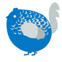 A sapphire and silver chicken with a half-lace pattern