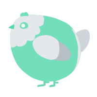 A mint and mist chicken with a head pattern