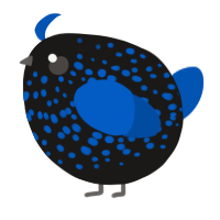 A sable and ultramarine chicken with a speckle pattern
