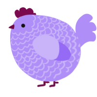 A lilac chicken with a lace pattern