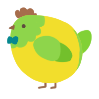 A yellow and grass chicken with a head pattern