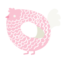 A rose and white chicken with a lace pattern
