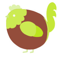 A russet and lime chicken with a head pattern