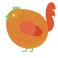 A orange and vermilion chicken with a double-lace pattern
