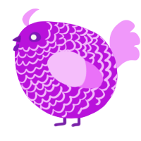A amethyst and lavender chicken with a lace pattern