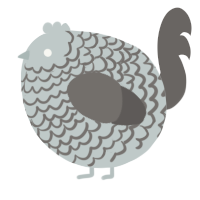 A silver and grey chicken with a lace pattern