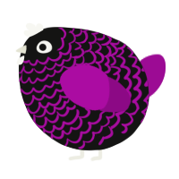 A black and plum chicken with a lace pattern