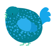 A sea and sky chicken with a speckle pattern