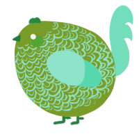 A chartreuse and mint chicken with a double-lace pattern