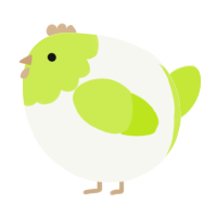 A white and lime chicken with a head pattern