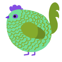 A spring and chartreuse chicken with a lace pattern