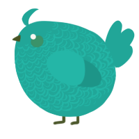A turquoise chicken with a double-lace pattern