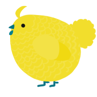 A yellow chicken with a lace pattern